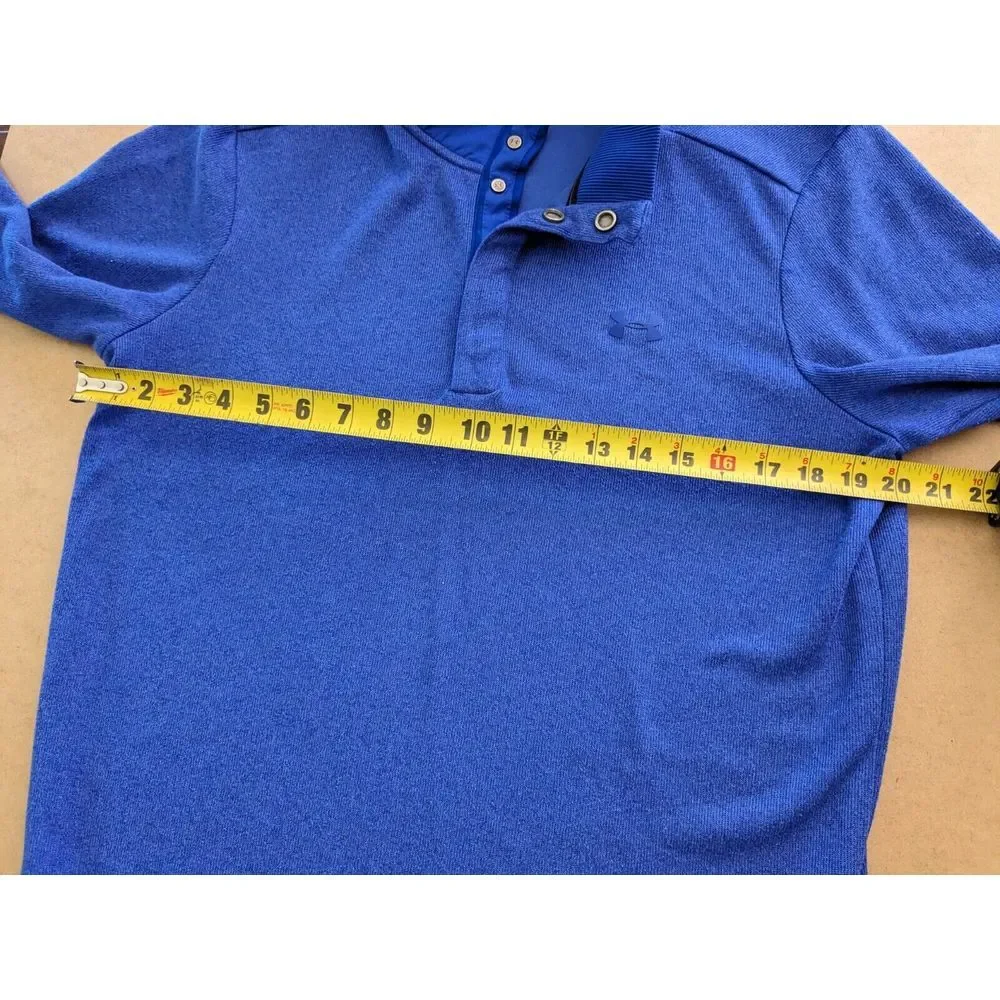 Under Armour Golf Mens Pullover Large Blue ColdGear Loose Long Sleeve‎ 1/4 Snap